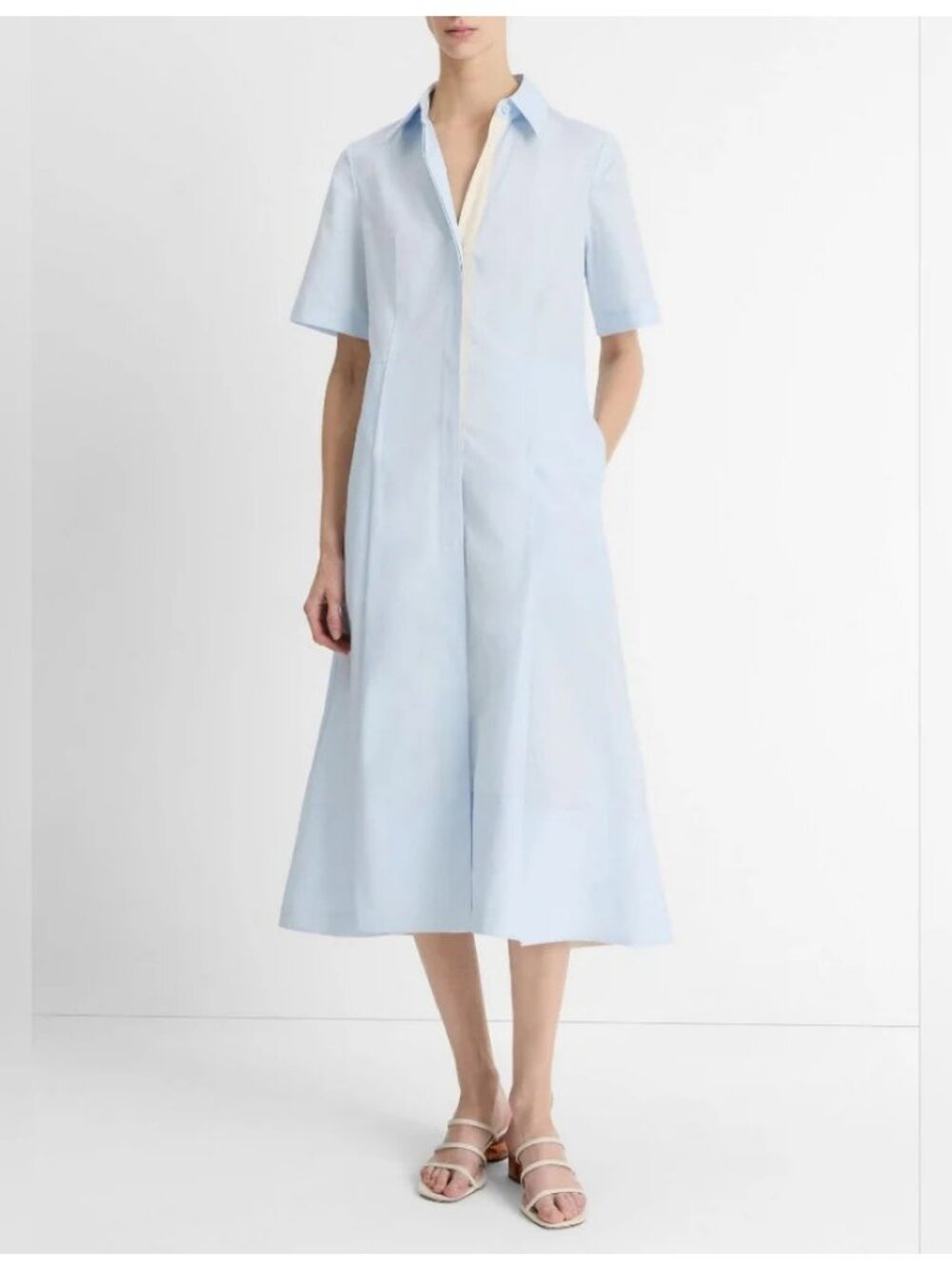 ✨Vince Canvas Tape Shirtdress Sky Mist Small NWT - Picture 1 of 7